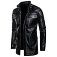 thumbnail image 2 of AnuYalue Big and Tall Faux Leather Jacket Mens Fashion Stand Collar Motorcycle Jackets Mid Length Outerwear with Pockets, 2 of 8