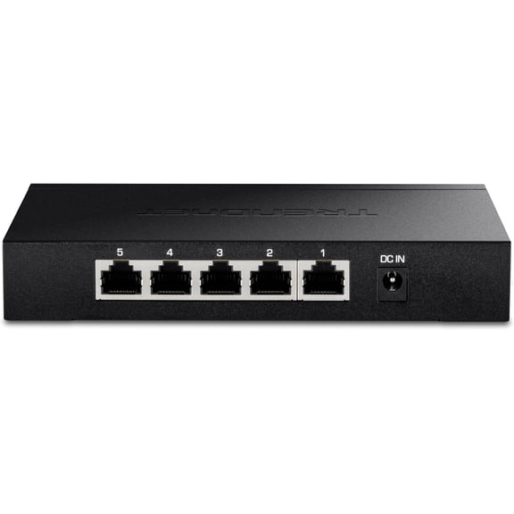 TRENDnet TEG-S350 5-Port 2.5G Unmanaged Network Switch, Fanless Metal Housing, Wall Mountable, Black