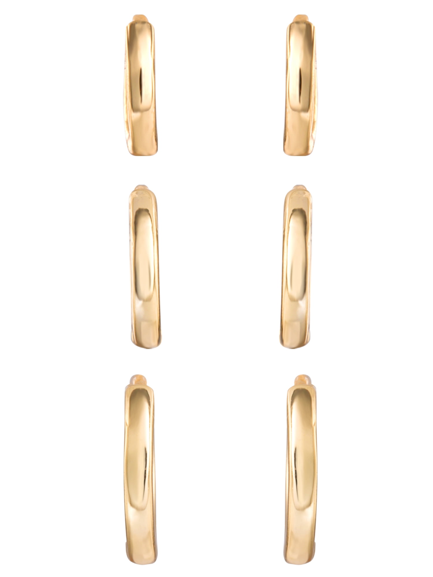 Believe by Brilliance Women's Brass 14kt Gold Flash Plated Graduated Polished Hoop Set