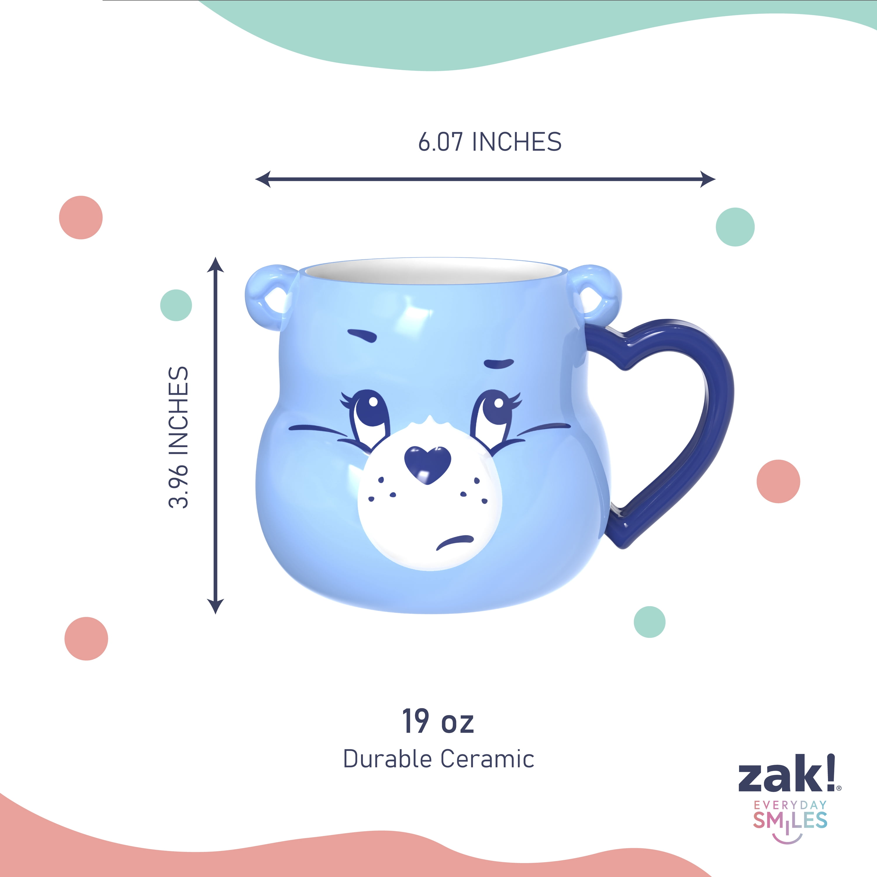 Zak Designs 19oz Ceramic Sculpted Mug - Care Bears