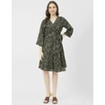 thumbnail image 2 of Moomaya V Neck Printed Rayon 3/4 Sleeve Wrap Dress - Women's Wrap Dress, 2 of 9