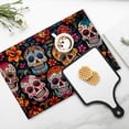 thumbnail image 4 of BaHomeck placemats Set of 4 rectangle Linen Cotton Placemats for Dining Table Washable Heat Resistant,18*12inch,Mexican Skulls With Floral Designs On Black Background, 4 of 4