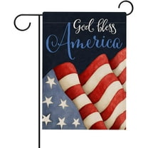 God Bless Patriotic America Memorial Day Garden Flag Double Sided July 4th Decorative House Yard Outdoor Burlap Flag, USA Red White Blue Star Stripe Decor Summer Home Outside Decoration 12.5x18