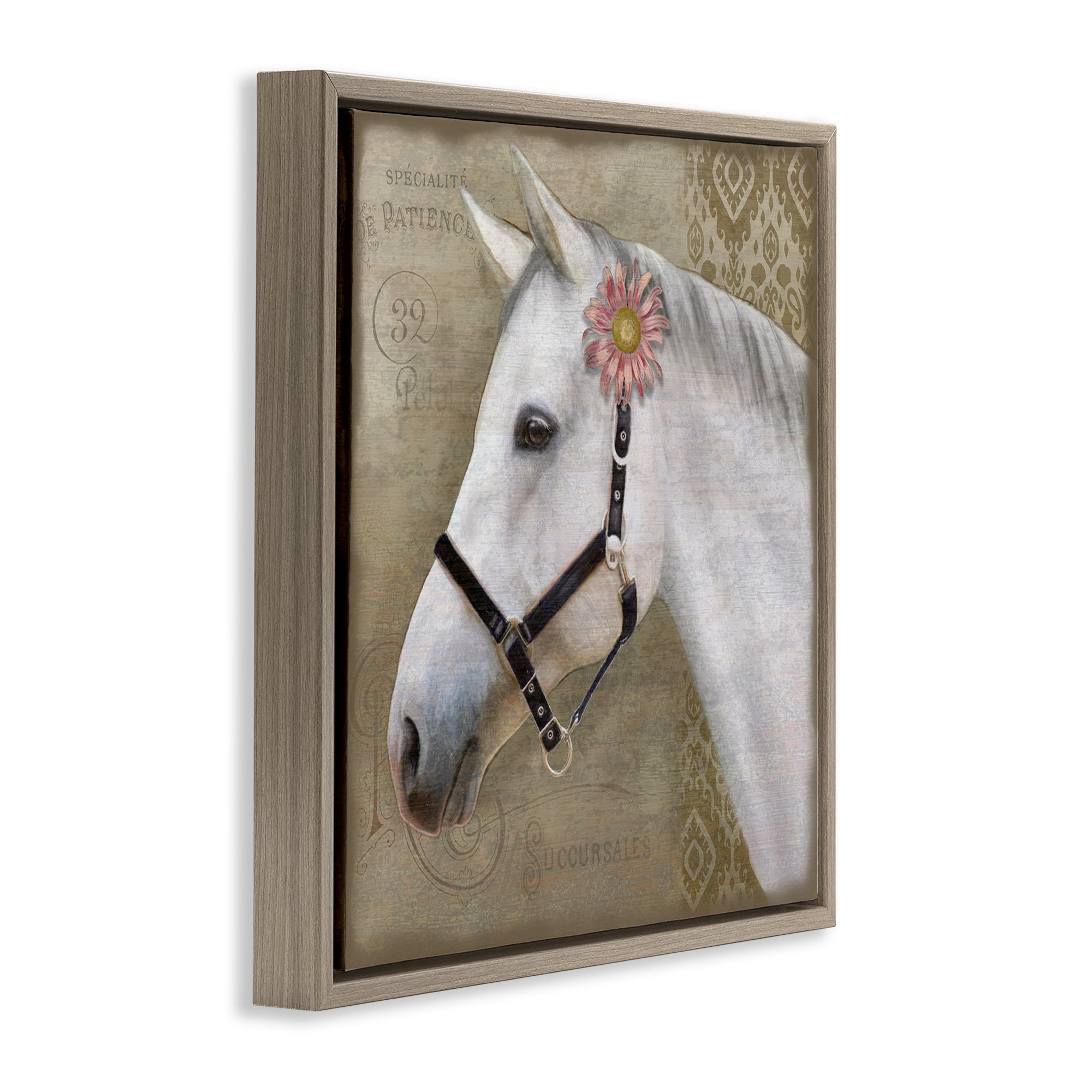 Stupell Industries Boho Barnyard Horse Brown Framed Floater Canvas Wall Art, design by Suzanne Nicoll