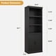 thumbnail image 3 of 5 niveles estilo rural estante con gabinete y doors - 3 abiertos estantes y 2 almacenamiento cabinets para sala de estar, oficina en casa, y dormitorio (negra), 3 of 8