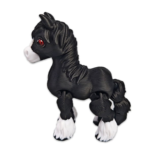 Figura de Simulación Móvil de Cola Articulada de Poni Negro Multicolor con Estampado