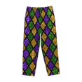 thumbnail image 6 of Uemuo Mardi Gras Shiny Green Purple Pattern Women's Wide Leg Palazzo Lounge Pants with Pockets Light Weight Loose Comfy Casual Pajama Pants-, 6 of 9