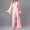 Pink, variant on Women's Ruffle Trim Long Sleeve Belted Sheer Mesh Wedding Bride Robe Nightgown