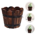 thumbnail image 4 of Miangastore Wood Planter Pot Barrel Flowerpot Reusable Planter Holder Small Retro Planter Wooden Planter Pot, 4 of 7