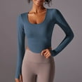 thumbnail image 5 of Jalioing Women's Athletic Crop Tops Breathable Long Sleeve Scoop Neck Yoga Shirts Casual Basic Sport T Shirt, 5 of 6