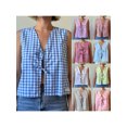 thumbnail image 2 of Gupgi Summer Women's Plaid Print Tank Tops Double Front Tie Closure V-Neck Sleeveless Gingham Vest, 2 of 7