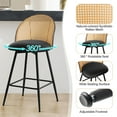 thumbnail image 4 of Foreate Rattan Swivel Barstools Set of 2, 26" Seat Counter Height, Upholstered PU Leather Modern Kitchen Island Stools Bar Chairs w/ Mid-Back Metal Legs, 4 of 13