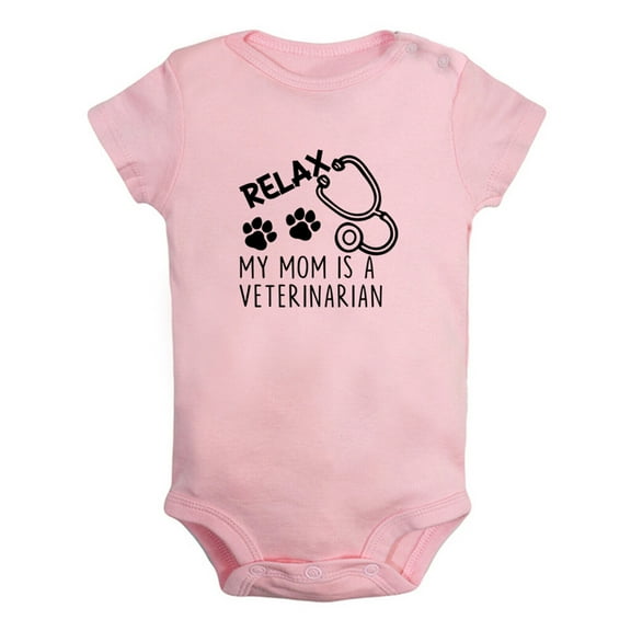 iDzn Relax My Mom Is a Veterinarian Novelty Rompers For Babies, Newborn Baby Unisex Bodysuits, Infant Jumpsuits, Toddler 0-24 Months Kids One-Piece Oufits