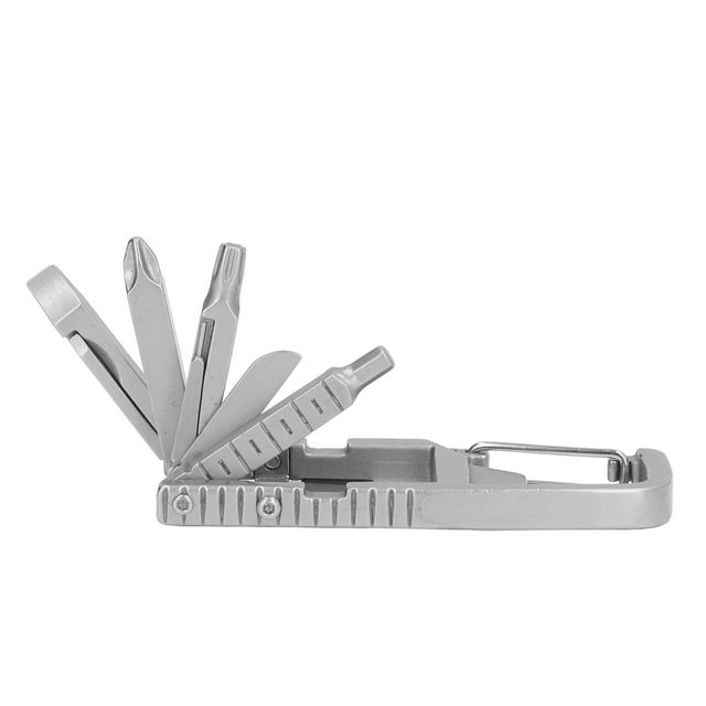 Stainless Steel 12-in-1 Keychain Multitool: Portable Folding Tool with Screwdriver Bits (Cross, Slot, Hex, Star), Bottle/Box Opener, Carabiner, Ruler, Phone Holder & SIM Pin – Lightweight Compact EDC