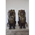 thumbnail image 3 of Nifao A Pair of Giant Lions with Gold Mane Bronze Statues – Garden Outdoor Decor Sculpture, 36"L x 46"W x 58"H, 3 of 12