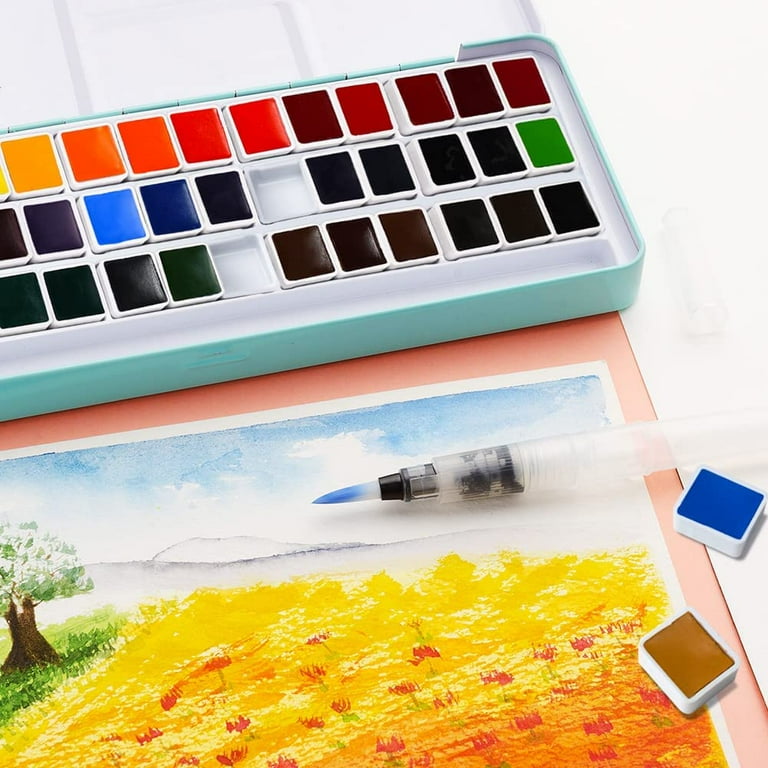 Emooqi Watercolor Paint Set, Watercolour Paint Box with 36 Colors Pigment,2  Hook Line Pen,2 Water Br…See more Emooqi Watercolor Paint Set, Watercolour