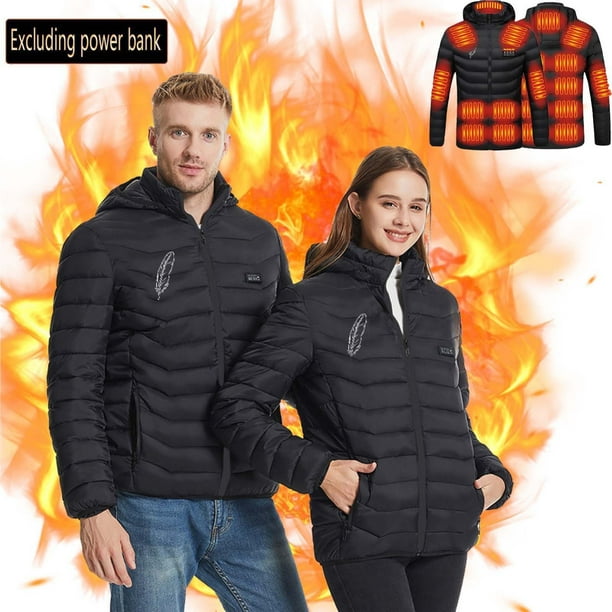 Chaquetas y abrigos casuales de manga larga con capucha, con USB, temperatura constante, calefactables, resistentes al viento, talla grande, para hombre y mujer, invierno, 4 unidades