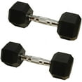 thumbnail image 2 of Amber Fight Gear Barbell Coated Hex Dumbbell Weights Set of 2 Hex Rubber Dumbbell with Metal Handles (Various Sizes Available) for Strength Training, Full Body Workout, 2 of 6