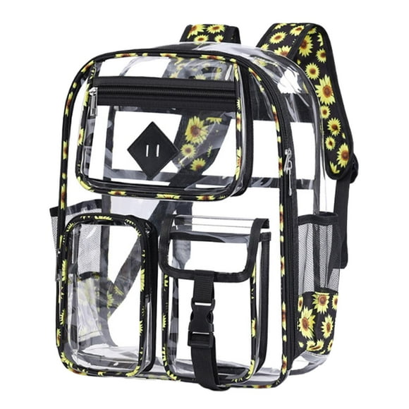 Mochila transparente de PVC resistente al agua, ideal para el día a día y para uso escolar al aire libre.