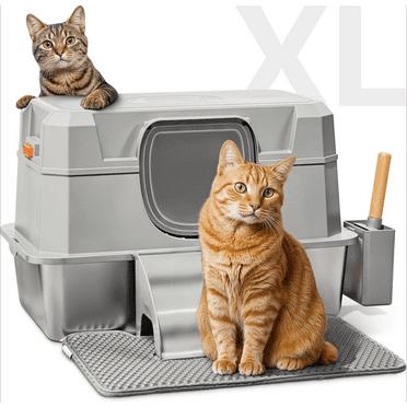 Stainless Steel Litter Box with Lid Stainless Steel Cat Litter Box XL High Sides Metal Litter Box Large Kitty Litter Box Enclosed 3 in 1 XXL Sifting Extra Large Cat Litter Boxes for Indoor Cats
