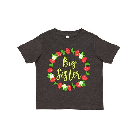 

Inktastic Big Sister Cute Wreath with Strawberries Gift Toddler Toddler Girl T-Shirt