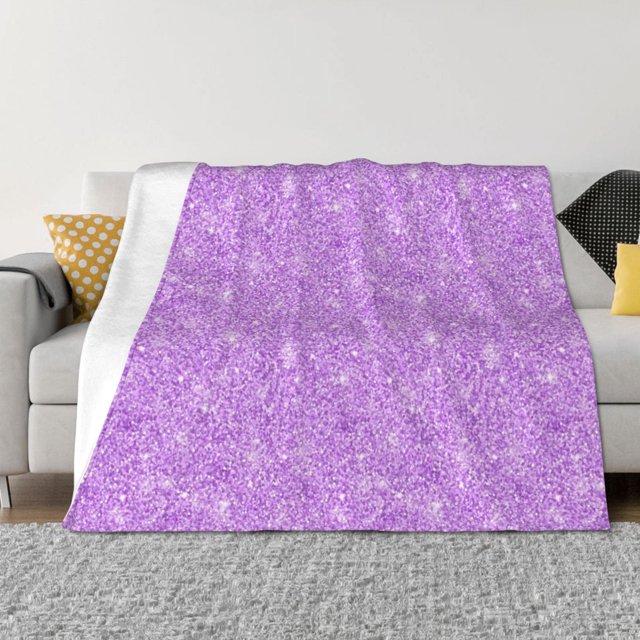 Balery Lilac Glittering Manta de Franela con Dibujo, Lujo Ultra Suave y Cálido, Antipelusa y Resistente a las Arrugas para Cama, Sofá, Camping -40"x30"