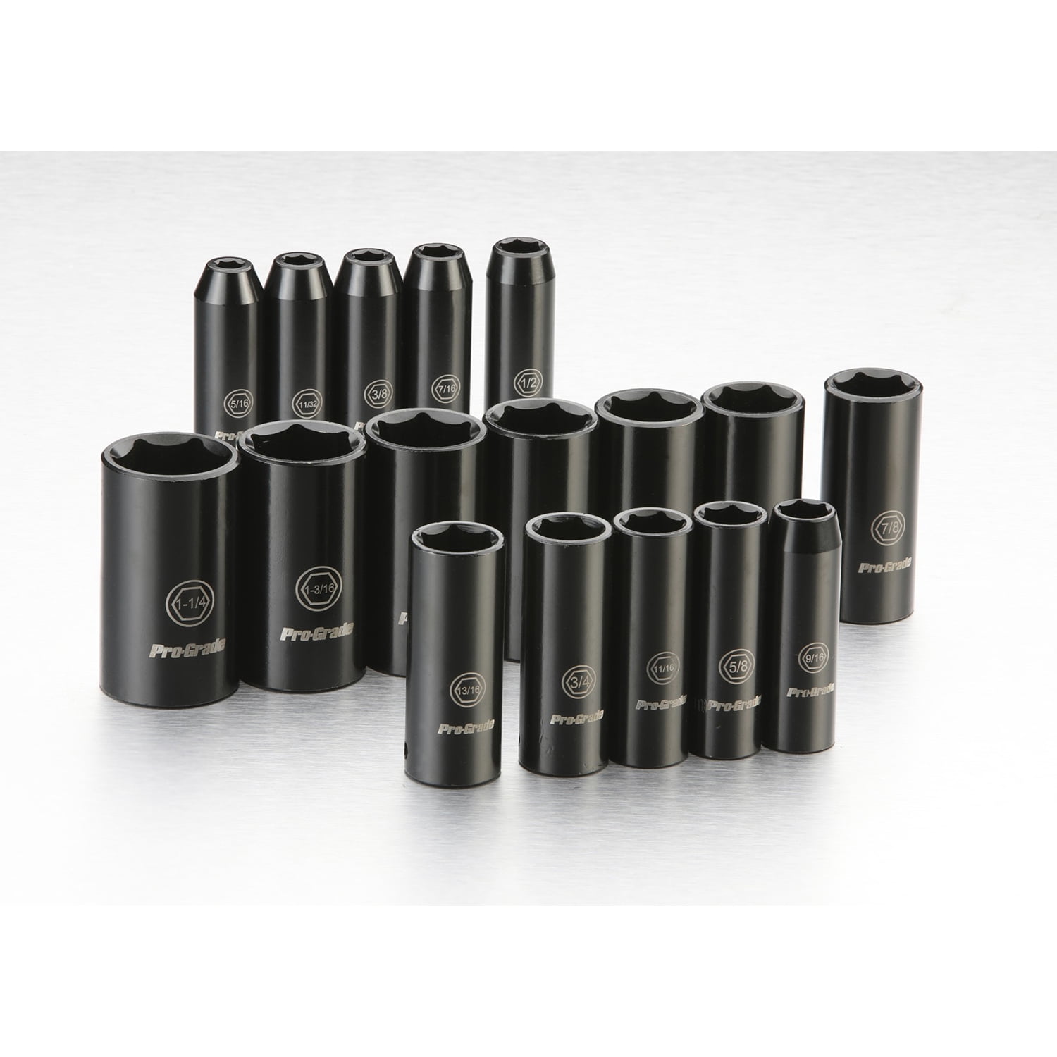 Pro-Grade 17 PIECE 1/2" DRIVE SAE DEEP IMPACT SOCKET SET