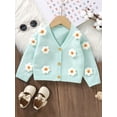 thumbnail image 6 of LMLYSoH Baby Girl Cardigan, Long Sleeve V Neck Button Closure Flower Winter Warm Knit Sweater Infant Clothes, 6 of 9