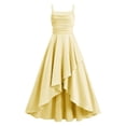 thumbnail image 6 of SGFCWSX Girls Formal Dress Spaghetti Strap Satin High Low Ruched Bodice Pageant Party Dresses for Kids Yellow Size 7, 6 of 6