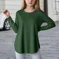 thumbnail image 2 of Cute Tops For Girls 10-12 Girls Size 10 Clothes Girls Long Sleeve Shirts Kids Casual Crewneck Soft Side Slit Tunic Tops Blouse Dark Green 6-7 Years, 2 of 5