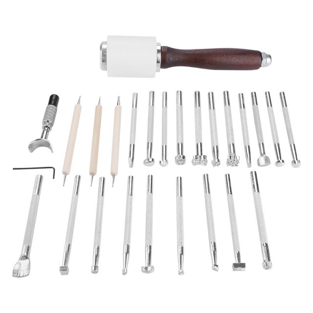 Leather Stamping Tool Set For Leathercraft Carving Diy Handmade Art , Leather Craft Tool