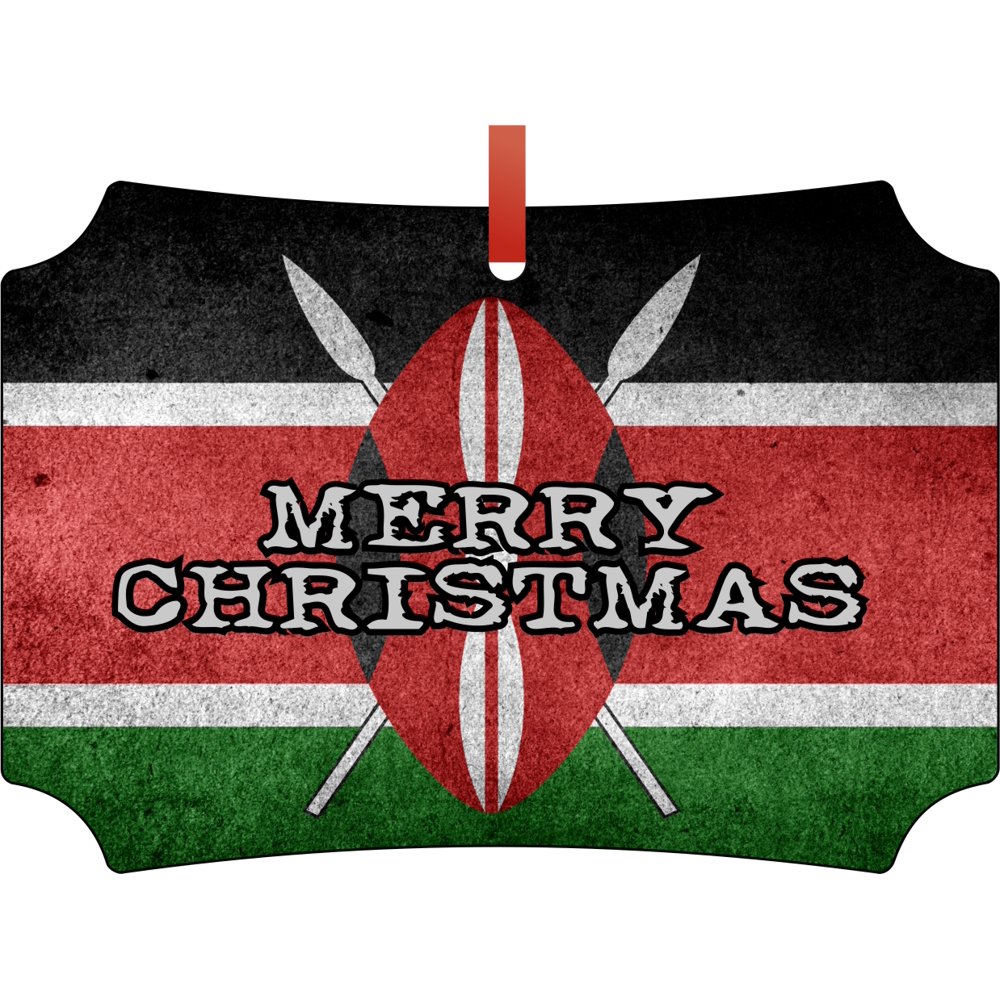 Flag Kenya Kenyan Grunge Flag Merry Christmas Double Sided Elegant