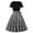 Black3, variant on SHTXOZHI Women Short Sleeve Vintage Party Formal Dress A-Line Ruffle Crewneck Print Dress