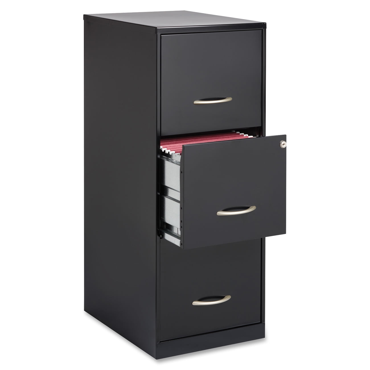 Lorell 3 Drawers Steel Vertical Lockable Filing Cabinet Black Walmart Com Walmart Com