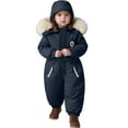 thumbnail image 4 of Zshosam Toddler Snow Suit One Piece Toddler Snow Suit Baby Snowsuit Infant Winter Coat Puffer Clohtes Hoodie Size 18 24 Months,(Navy 18-24 Months), 4 of 9