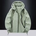 thumbnail image 2 of Luwomo Women's Casual Jackets Winter Warm Outdoor Thermal Lined Long Sleeve Hooded Zipper Coat Soft Windproof Lightweight Athletic Sports Blouses Green,XL, 2 of 4