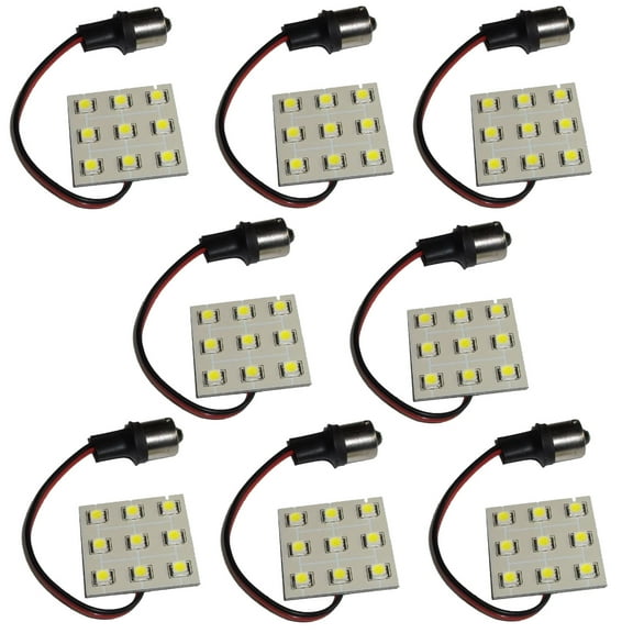 HQRP 8-Pack BA15s Bayonet Base 9 LEDs SMD 5050 LED Bulb Cool White for #1073#1093#1129 Forest River Toy Hauler