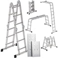 thumbnail image 1 of Escalera 12 Peldaños Andamio Multiposiciones Plegable 3.35m Color Plateado, 1 of 7