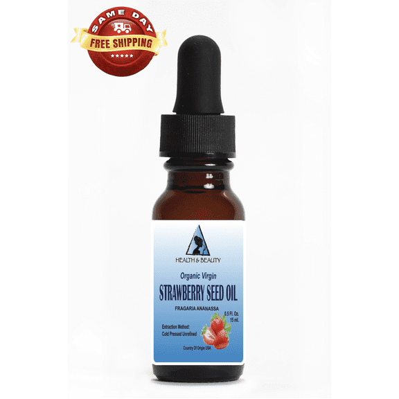 Strawberry seed oil unrefined organic by h&b oils center glass dropper 0.5 oz