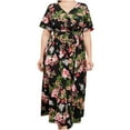 thumbnail image 2 of SMihono Robe Maxi Bohème d'Été pour Femmes Grande Taille Robe Imprimée d'Été pour Femmes Grande Taille Col en V Manches Courtes Taille Élastique Robe de Plage Robe de Soleil Robe Midi Fluide à Volants Robe de Plage, 2 of 9