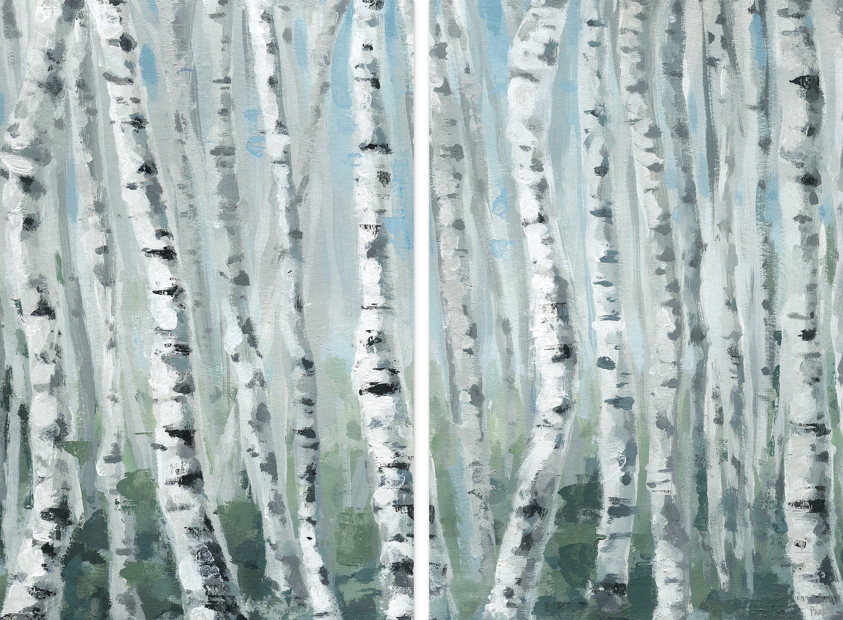 Skinny Tree Trunks III Diptych