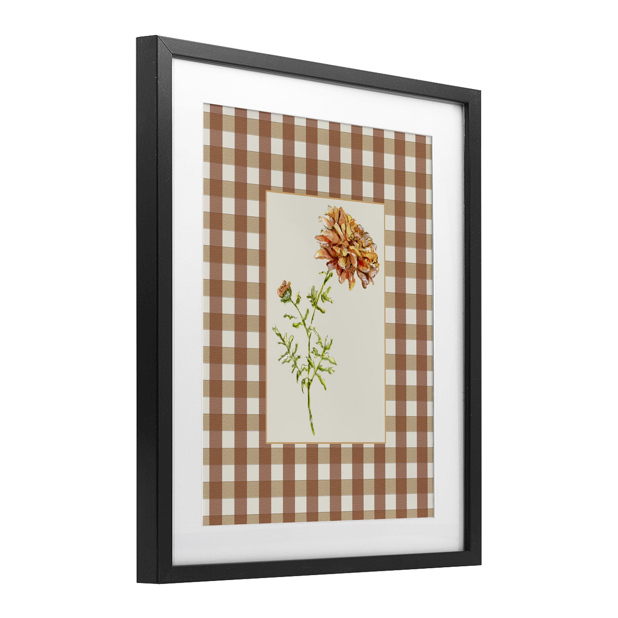 Stupell Industries Plaid Marigold Flower Black Framed Print Under Glass, design by Lisa Wehmeyer