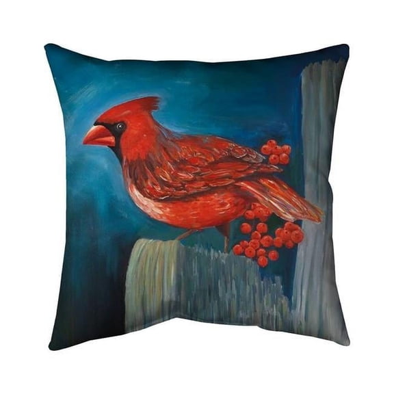 Begin Home Decor 5543-1818-AN324 18 x 18 in. Redbreast Bird on A Branch-Double Sided Print Indoor Pillow Cover