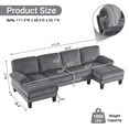 thumbnail image 2 of UBesGoo 111" Modular Sectional Sofa with Double Chaise, U-Shaped Cloud Corduroy Couch, 4 Seat Sofa Lounge Sleeper Furniture for Living Room, Gray, 2 of 11