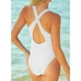 thumbnail image 4 of Eytino Swimsuit One Piece Swimsuits for Womens Crisscross Back Padded Bathing Suits Tummy Control Swimwear Athletic Color Block Sports Training Slimming Swimming Suits White, 4 of 8