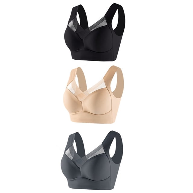 Conjunto de 3 sujetadores sin tirantes de encaje para mujer: costura lateral fina, ajustables, nailon/spandex, para todas las estaciones