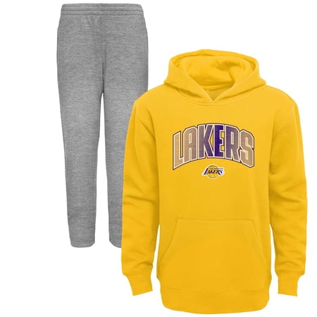 Preschool Gold/Heather Gray Los Angeles Lakers Double Up Pullover Hoodie & Pants Set Preschool Gold/Heather Gray Los Angeles Lakers Double Up Pullover Hoodie & Pants Set