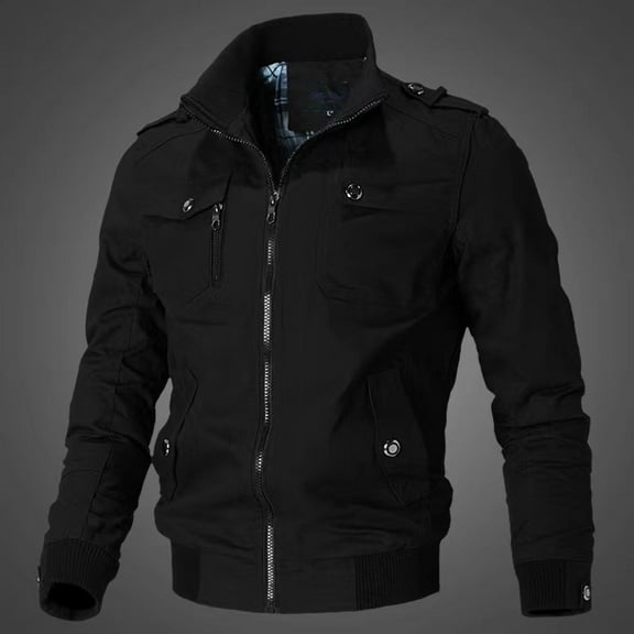 Men's Outerwear Jacket Casual Standing Collar, Spring and Autumn Outdoor Casual Outerwear