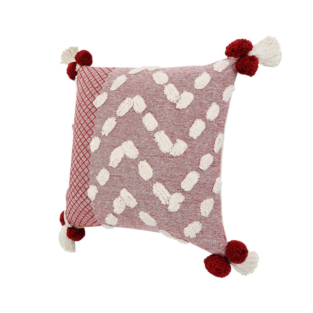 Harlow Hill Heute Red/Cream Geometric Kids/Tween Cotton Throw Pillow Cover, 20" x 20"