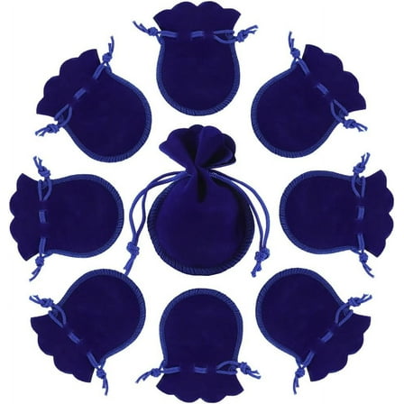 20Pcs Gourd Velvet Drawstring Bags Medium Blue Jewellery Pouches